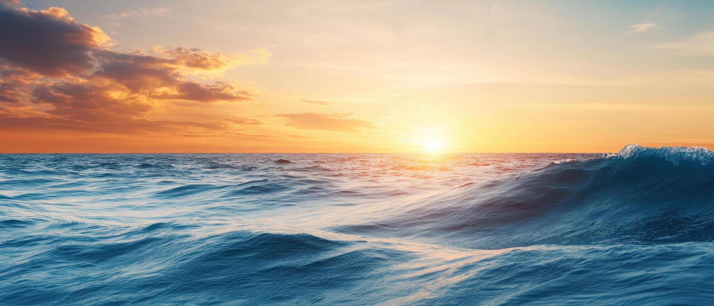 Sunrise over ocean waves coastal landscape nature background tranquil environment serene viewpoint photo
