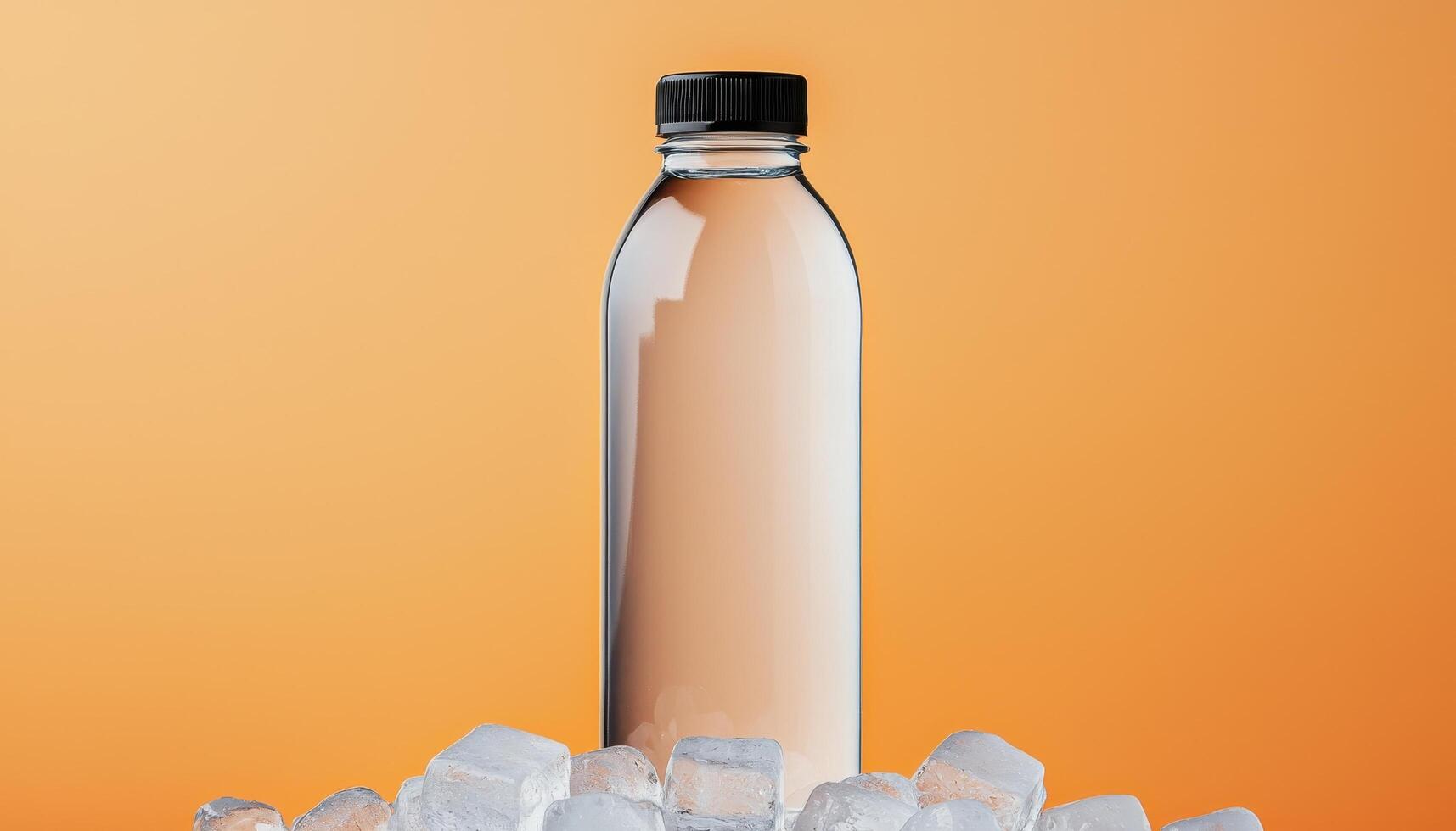 Refreshing water bottle with ice nature background copyspace photo