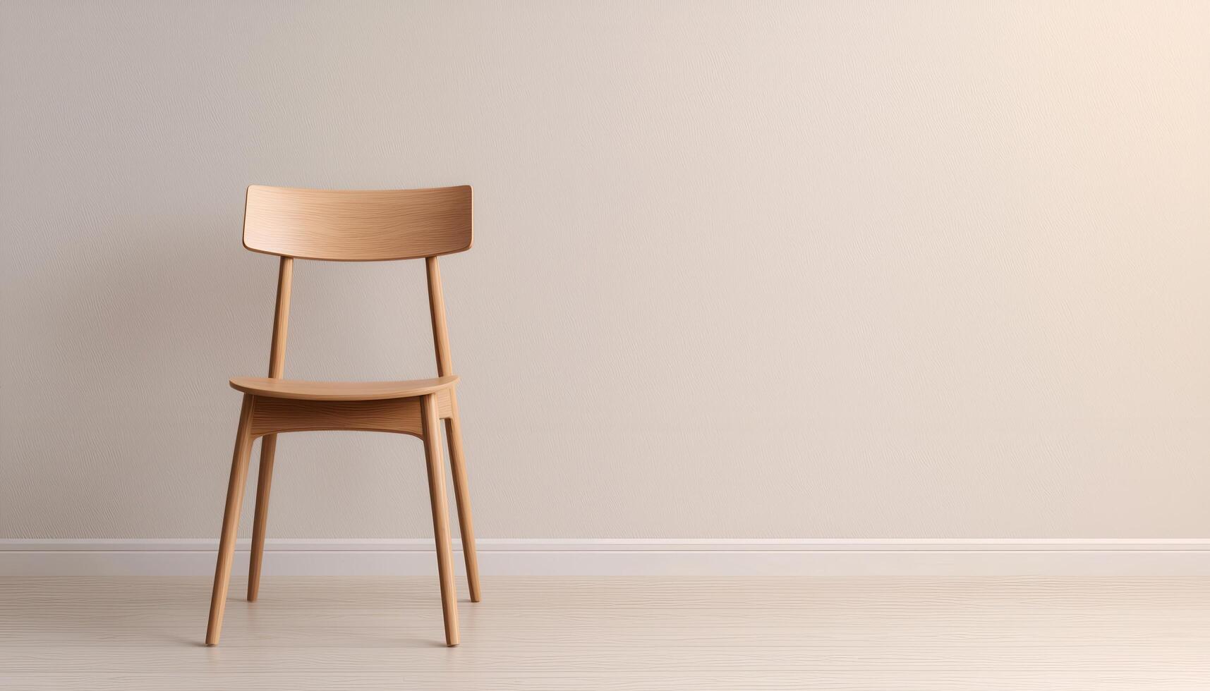 Minimalist wooden chair in nature background with copyspace photo