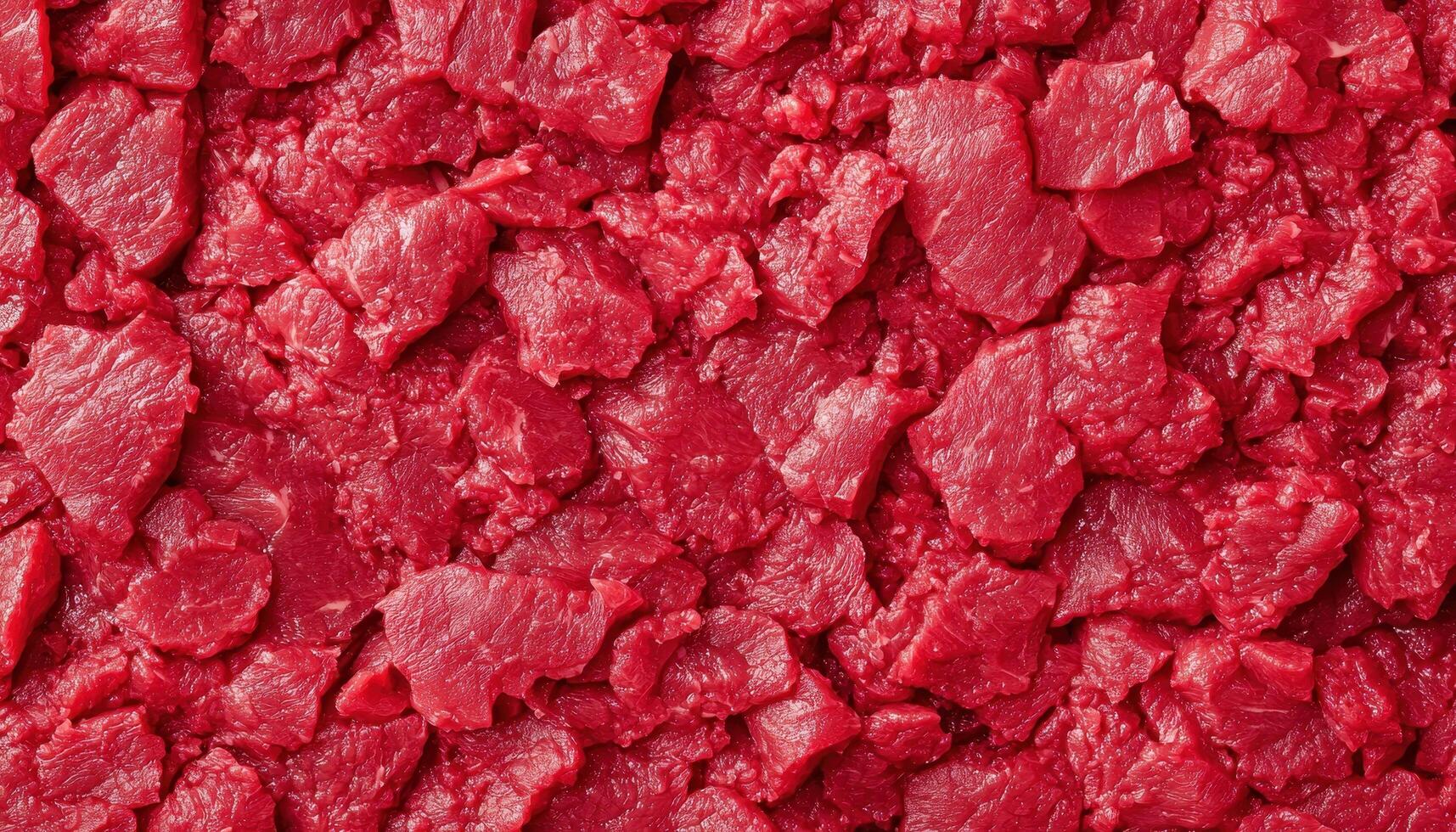 Fresh ground beef chunks kitchen food photography red background nature copyspace photo