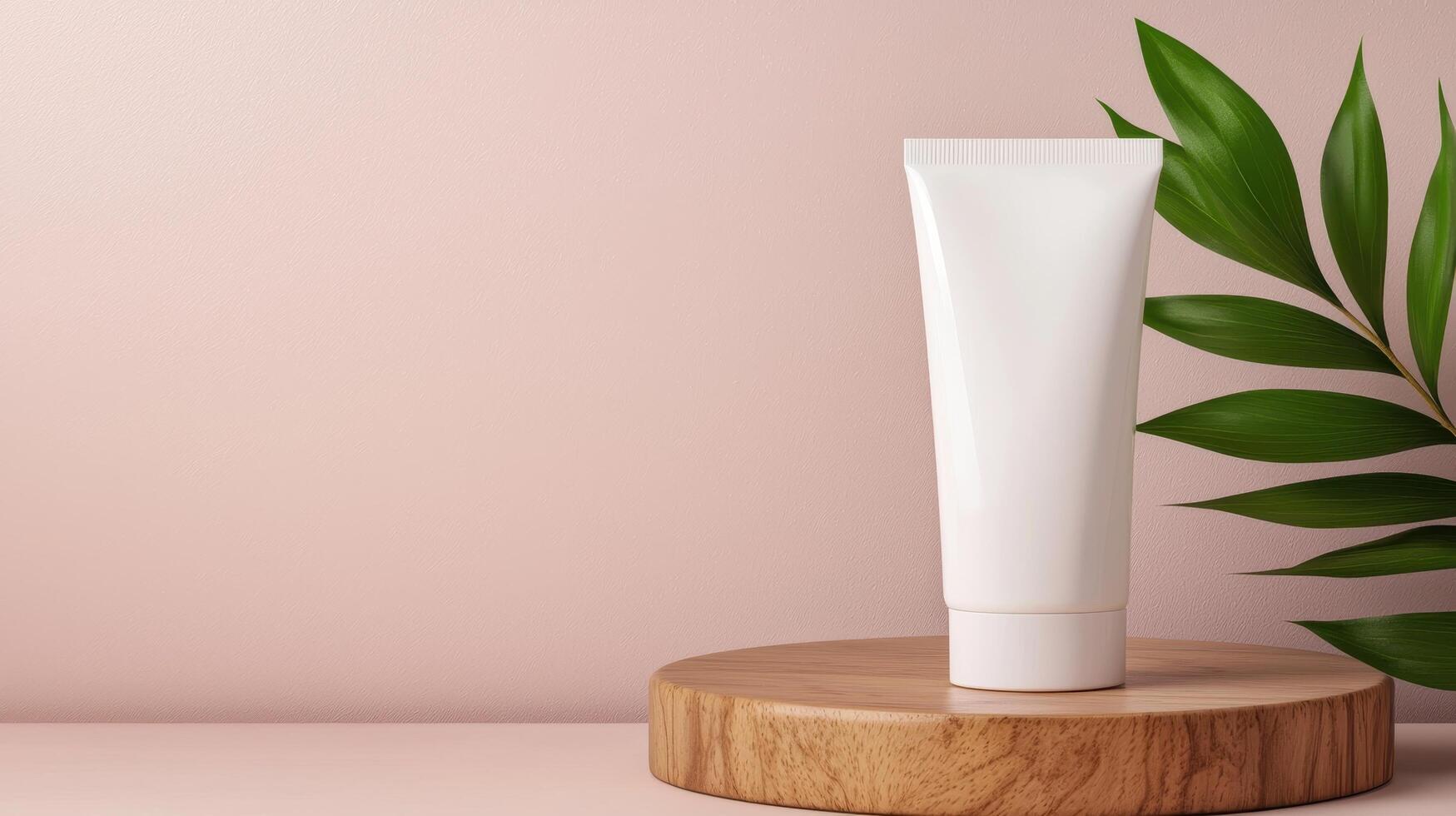 Skincare product display minimalist setting nature background copyspace concept photo