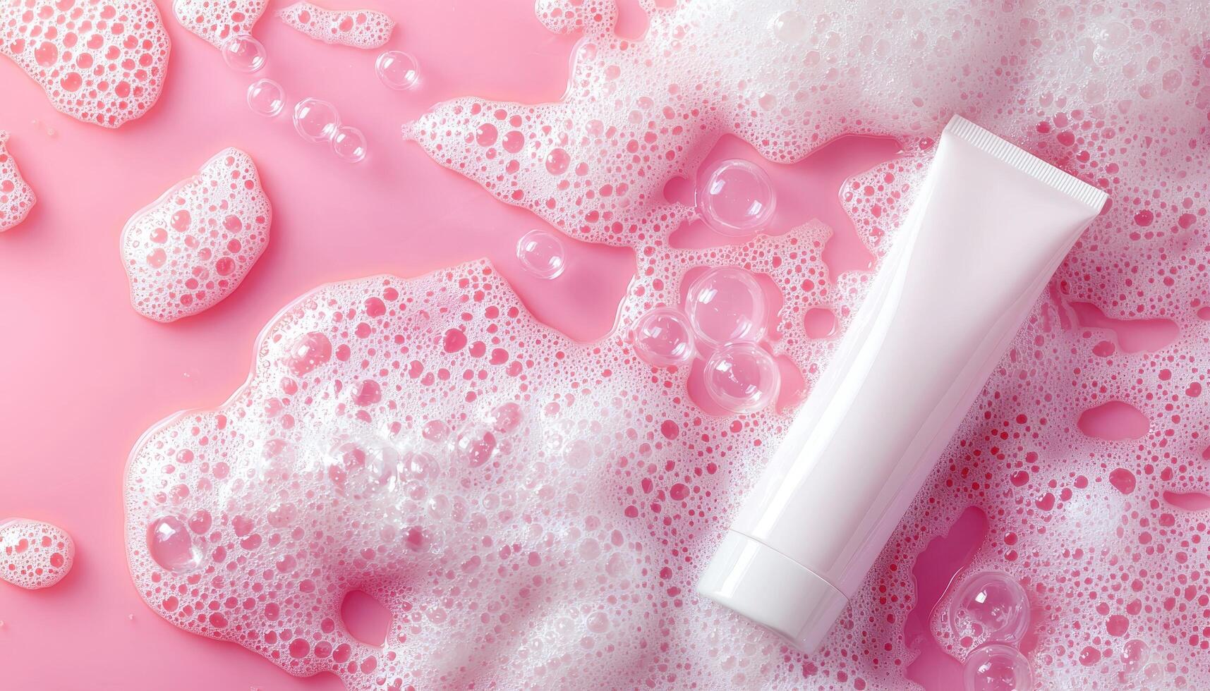 Bubbles and foam bathing experience pink background nature copyspace relaxing atmosphere photo