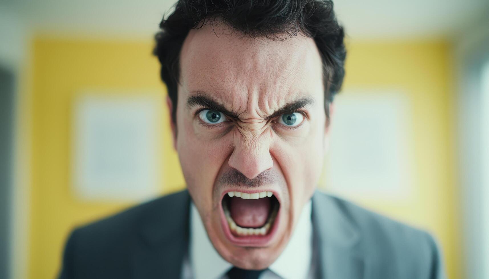 Angry Businessman Pacing in Office Background for Emotions photo