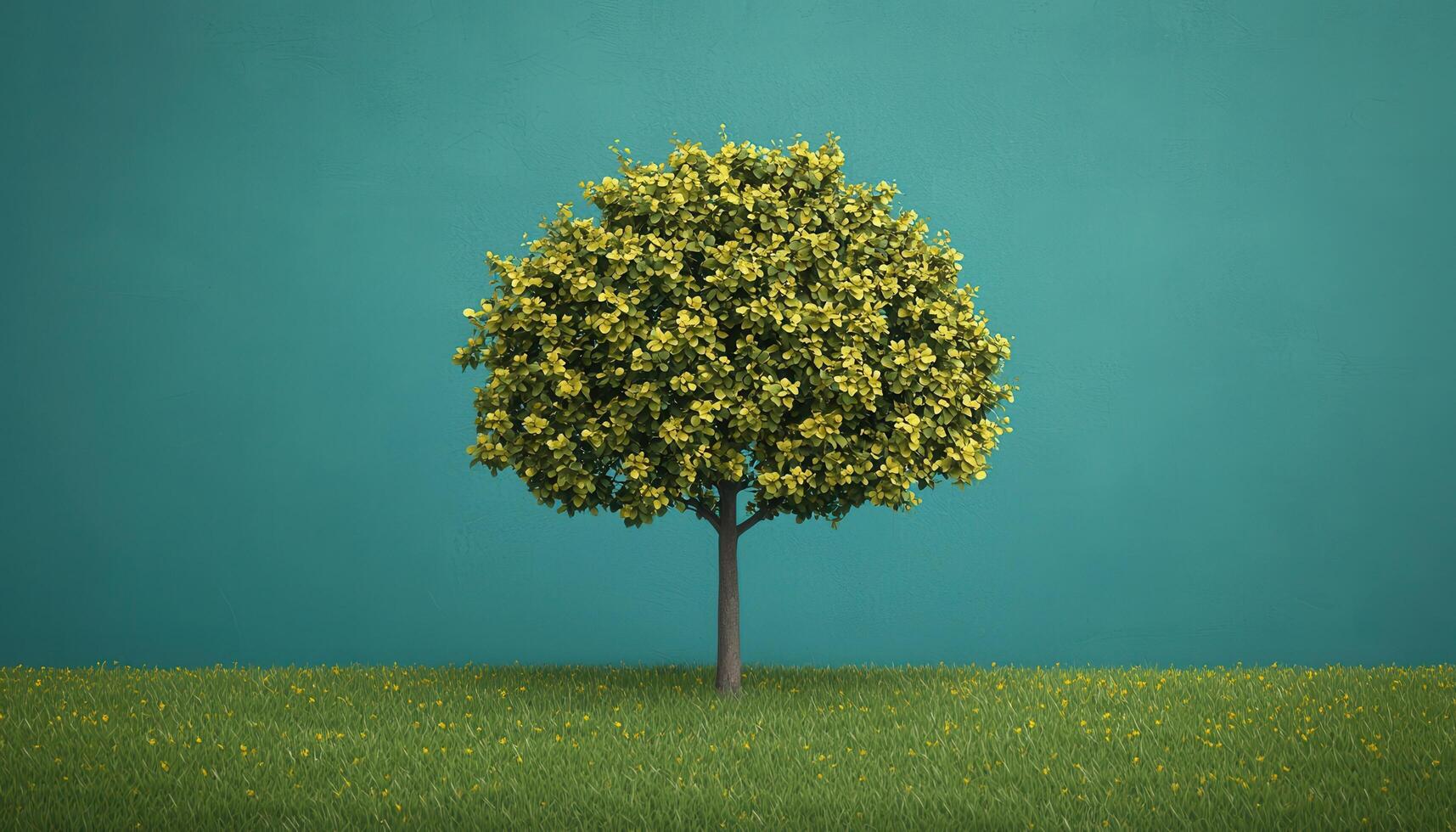 Flourishing Tree in Nature Background with Copyspace Vibrant Environment Low-Resolution View photo