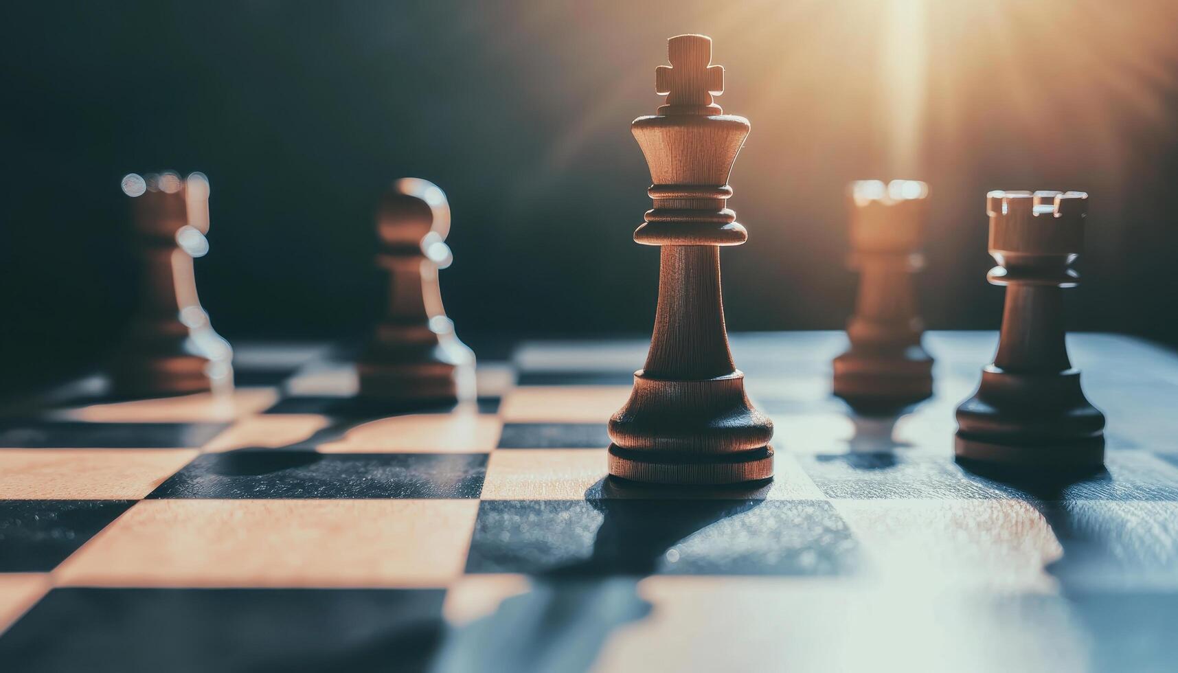 Chess Game in Progress Indoor Setting High-Angle Perspective Background Copyspace Dramatic Lighting photo