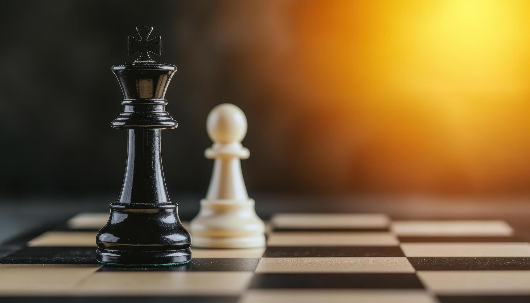 Chess Match Action Polished Black Rook and White Bishop on Board Copyspace Background photo