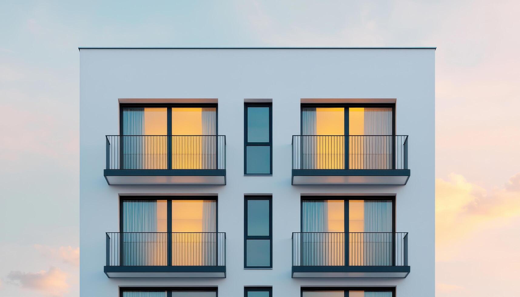 Modern Building Architecture in Urban Background Residential Structure Evening View photo