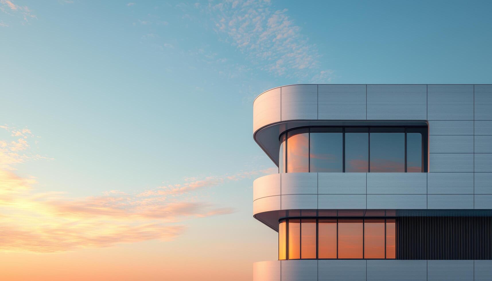 Modern Architecture Building Against Sunset Background Urban Environment Aesthetic Viewpoint photo