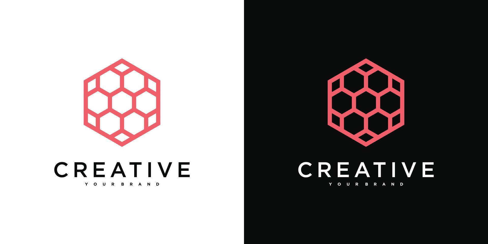 Creative abstract hexagon logo designs template vector