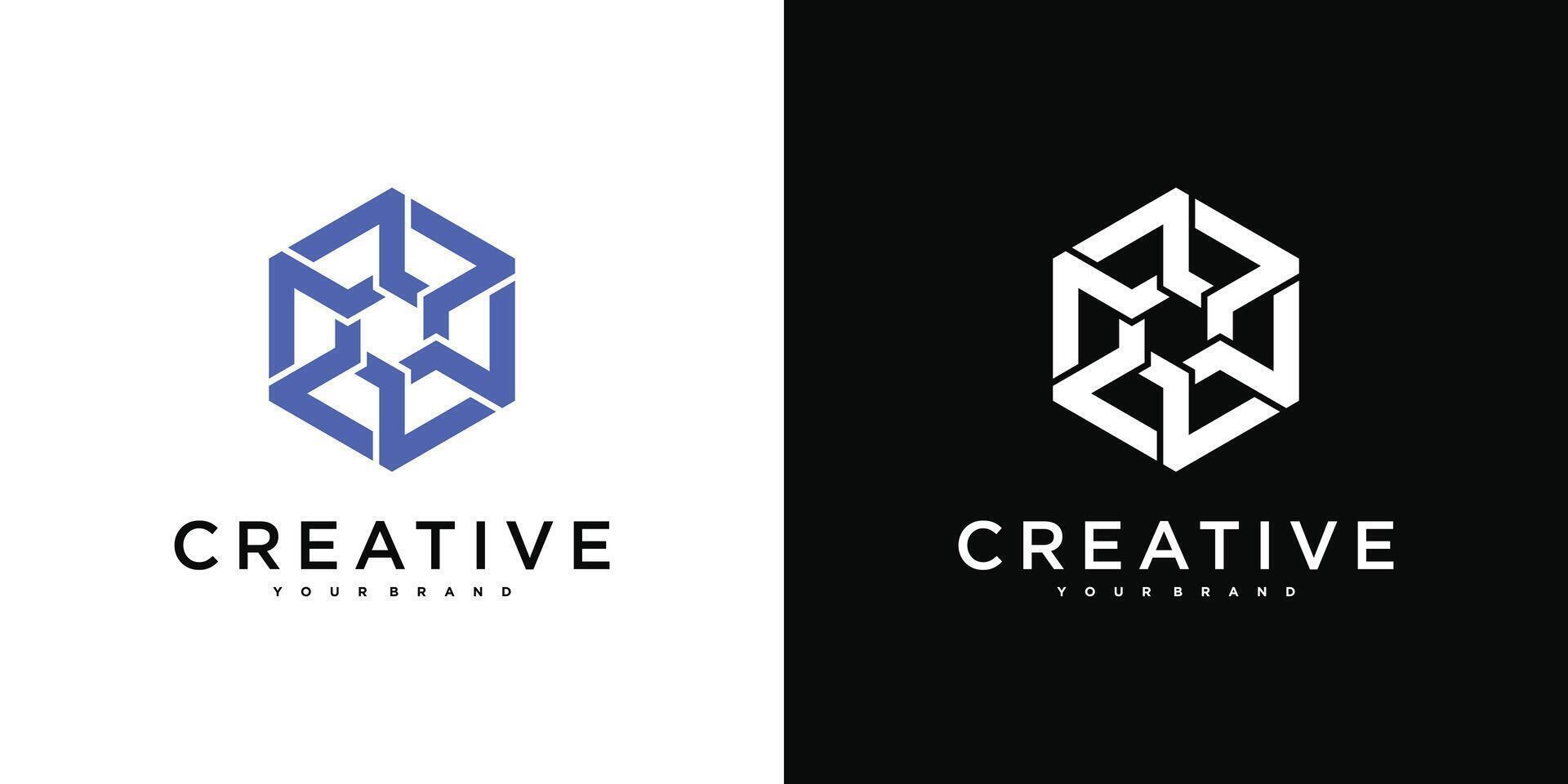 Creative abstract hexagon logo icon design template vector
