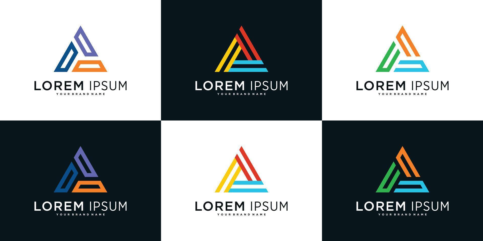 Set of creative abstract geometric triangle logo design template. vector