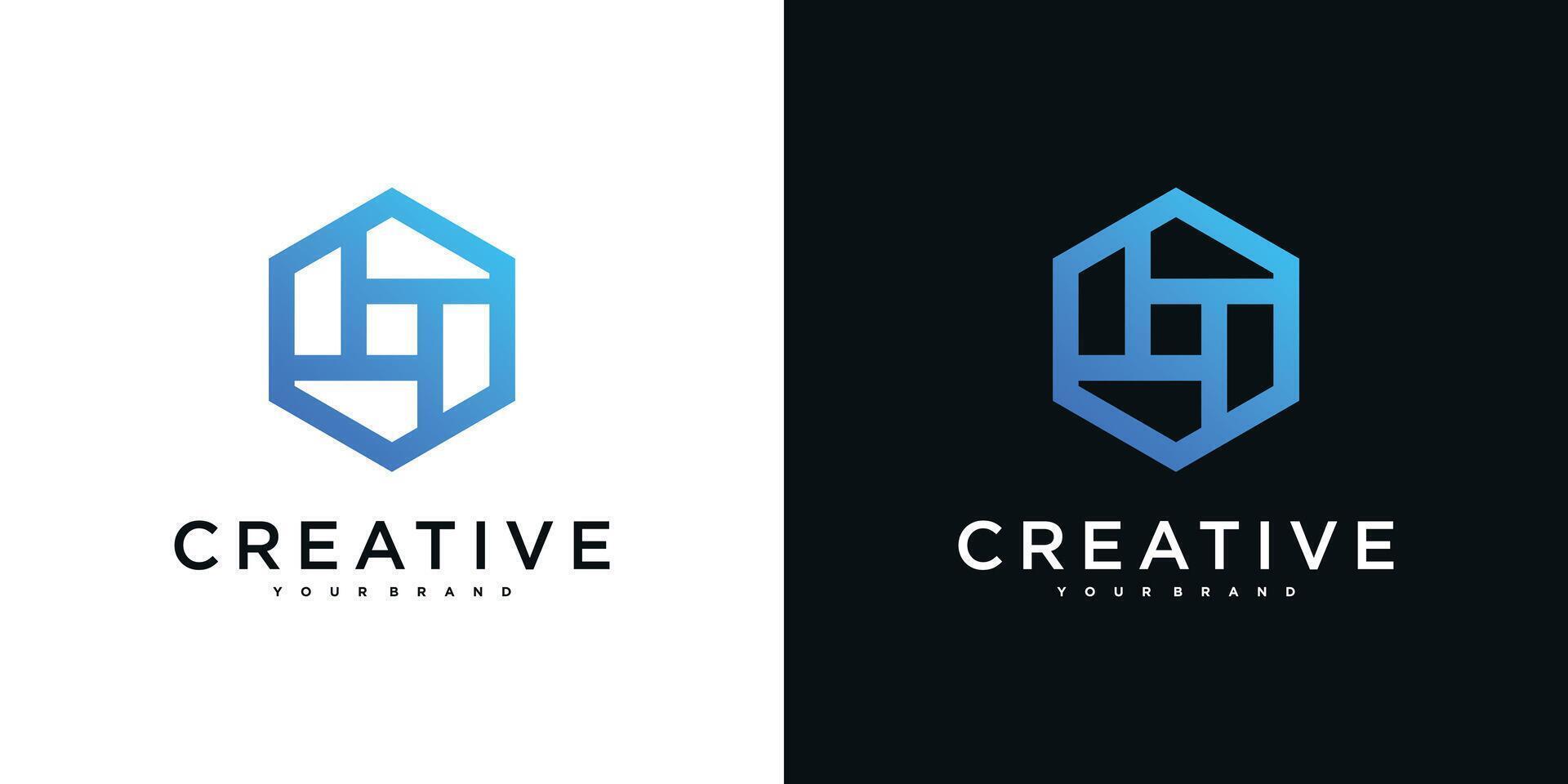 Creative hexagon logo design template vector