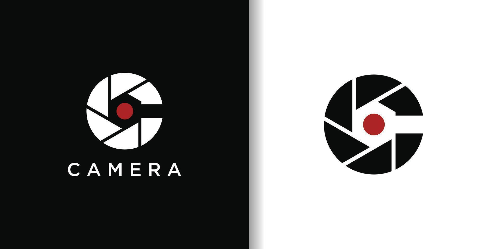 Camera logo design, Initial Letter C with lens photography vector