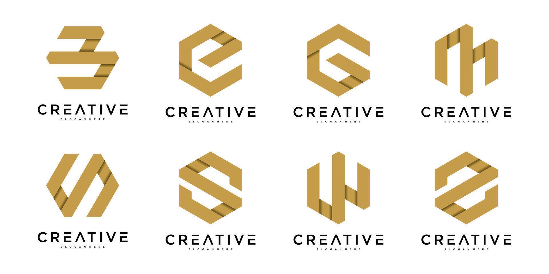 Set of hexagon letter logo design template vector