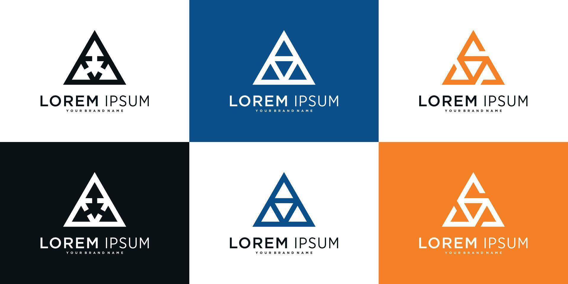 Set of creative abstract geometric triangle logo design templates. Premium vector