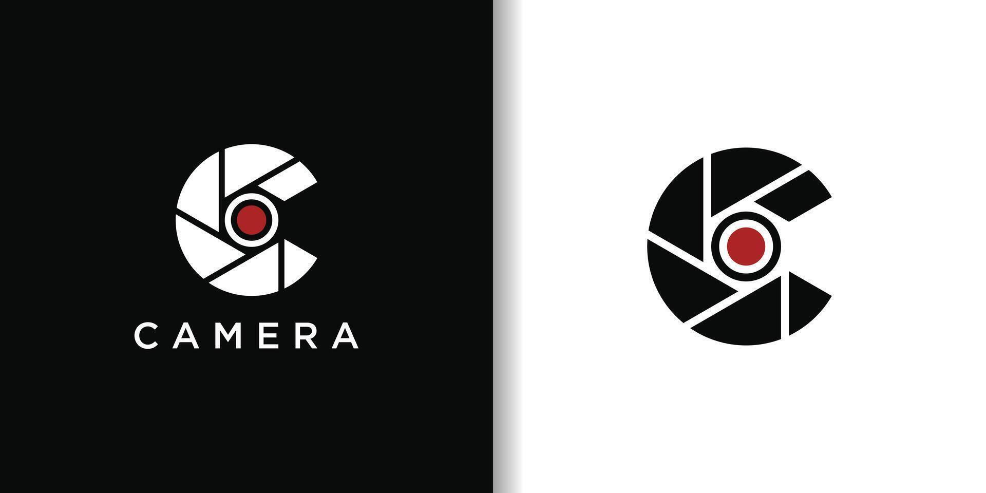 Camera logo icon design, Initial Letter C with lens photography vector