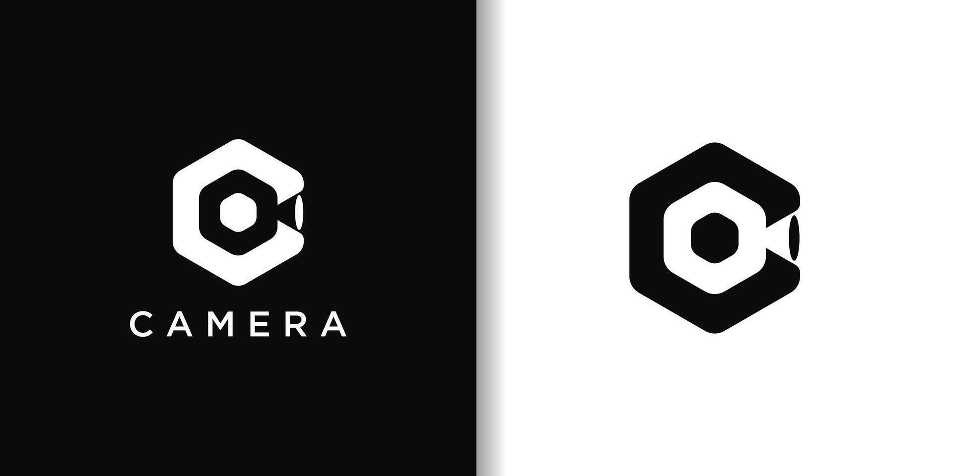 Camera logo design with Initial Letter C. Premium vector