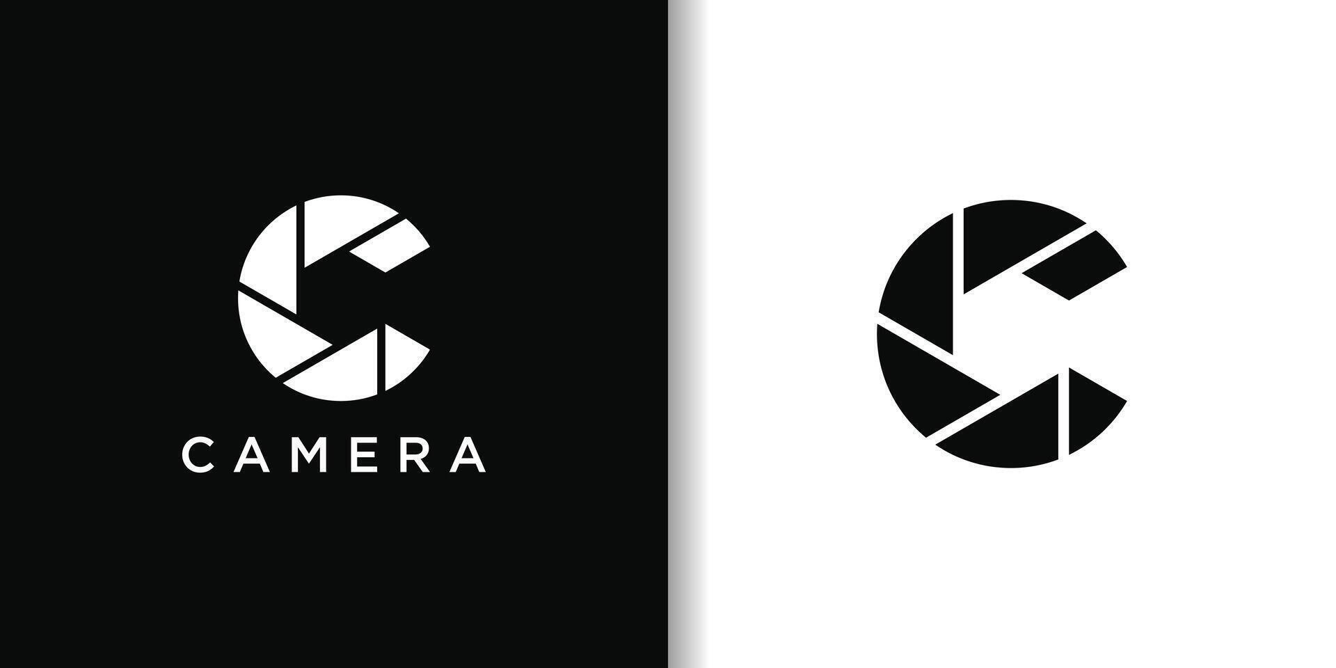 Camera logo designs, Initial Letter C with lens photography vector