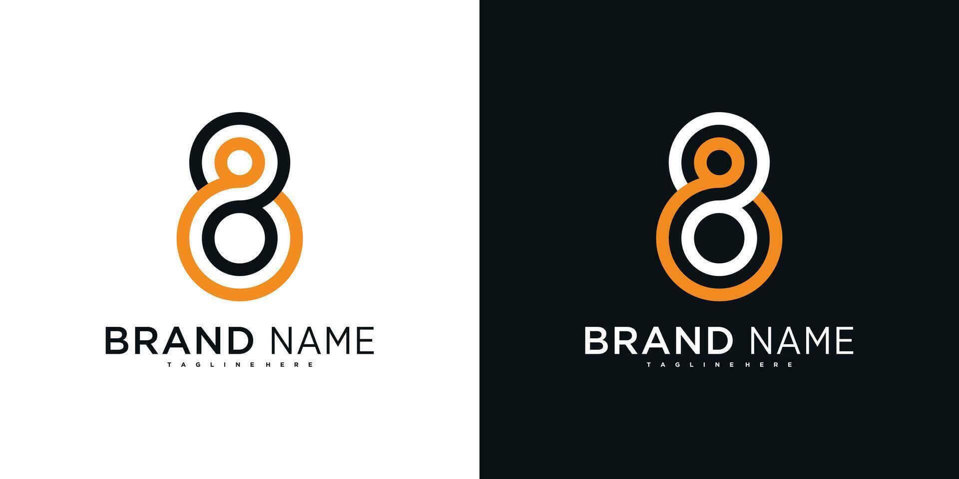 Modern number 8 abstract logo, creative number icon design vector