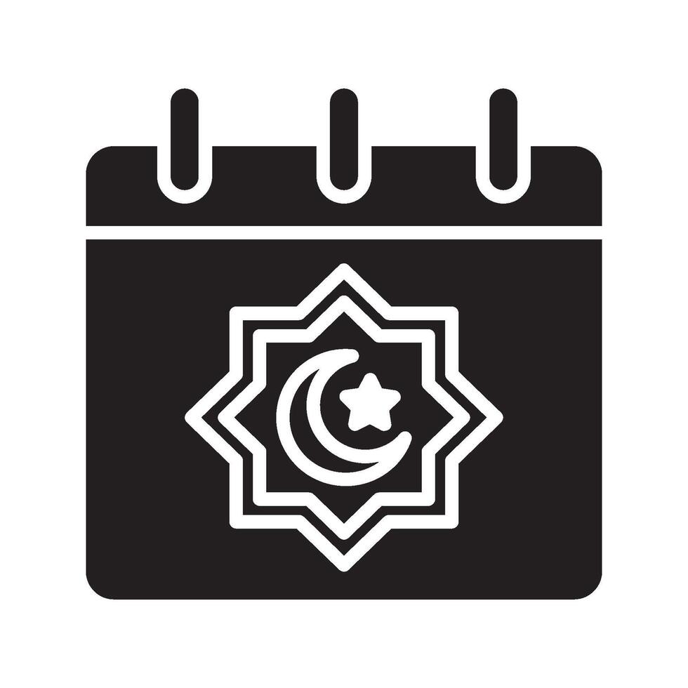 Ramadan calendar line icon, holiday and crescent, islamic calendar icon, graphics, editable stroke outline sign, eps 10.. vector