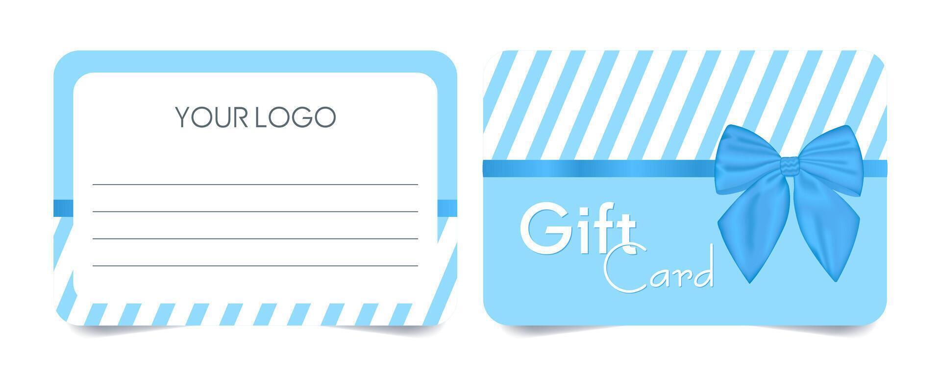Delicate double-sided gift card with a blue bow vector