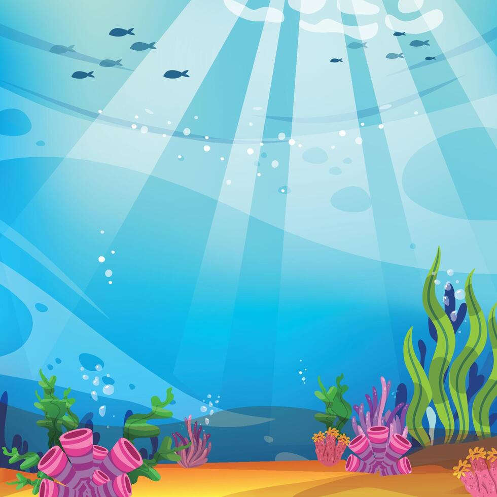 Colorful Underwater Scene. Vibrant Coral Reef and Marine Life vector