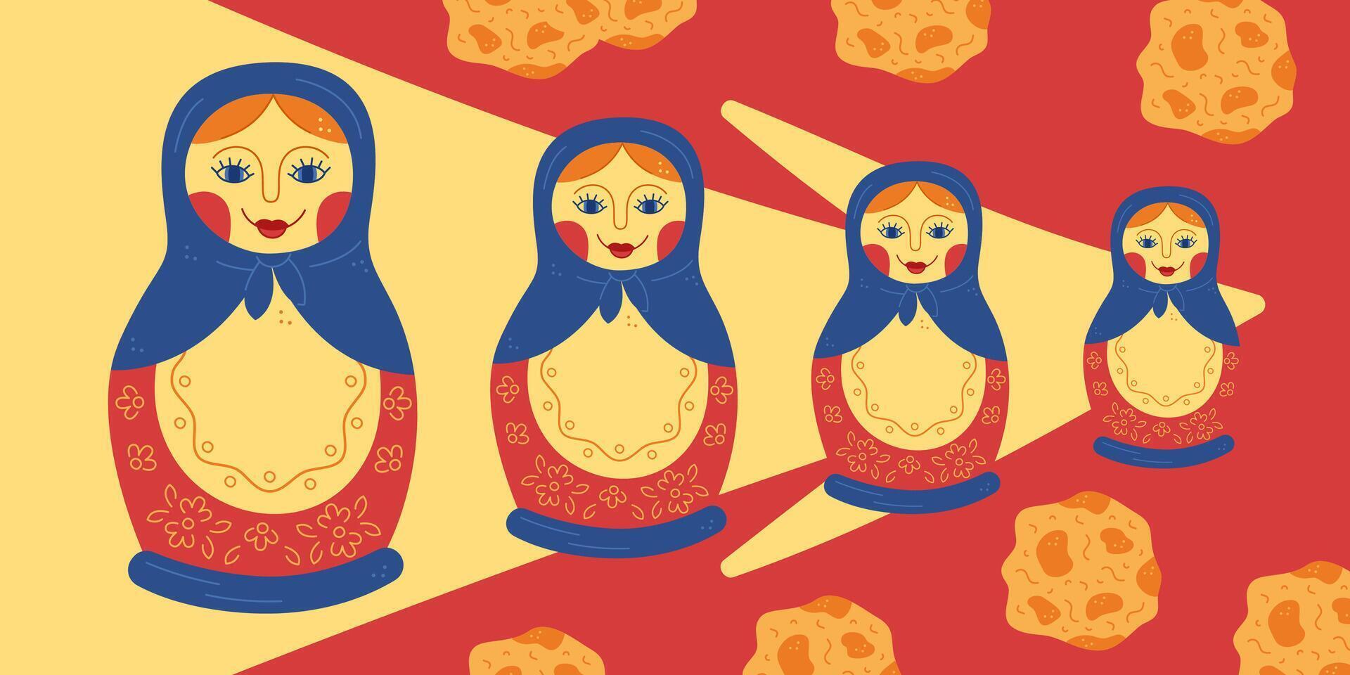 Festive garland with rectangular flags color. Hand drawn clip art for your project. vector