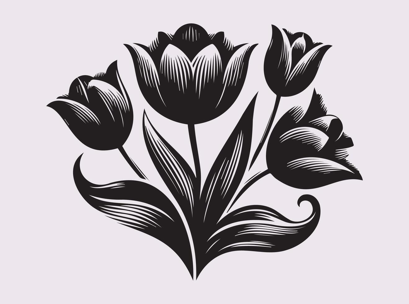 Unique Black Tulip Silhouette for Crafts and Artwork vector