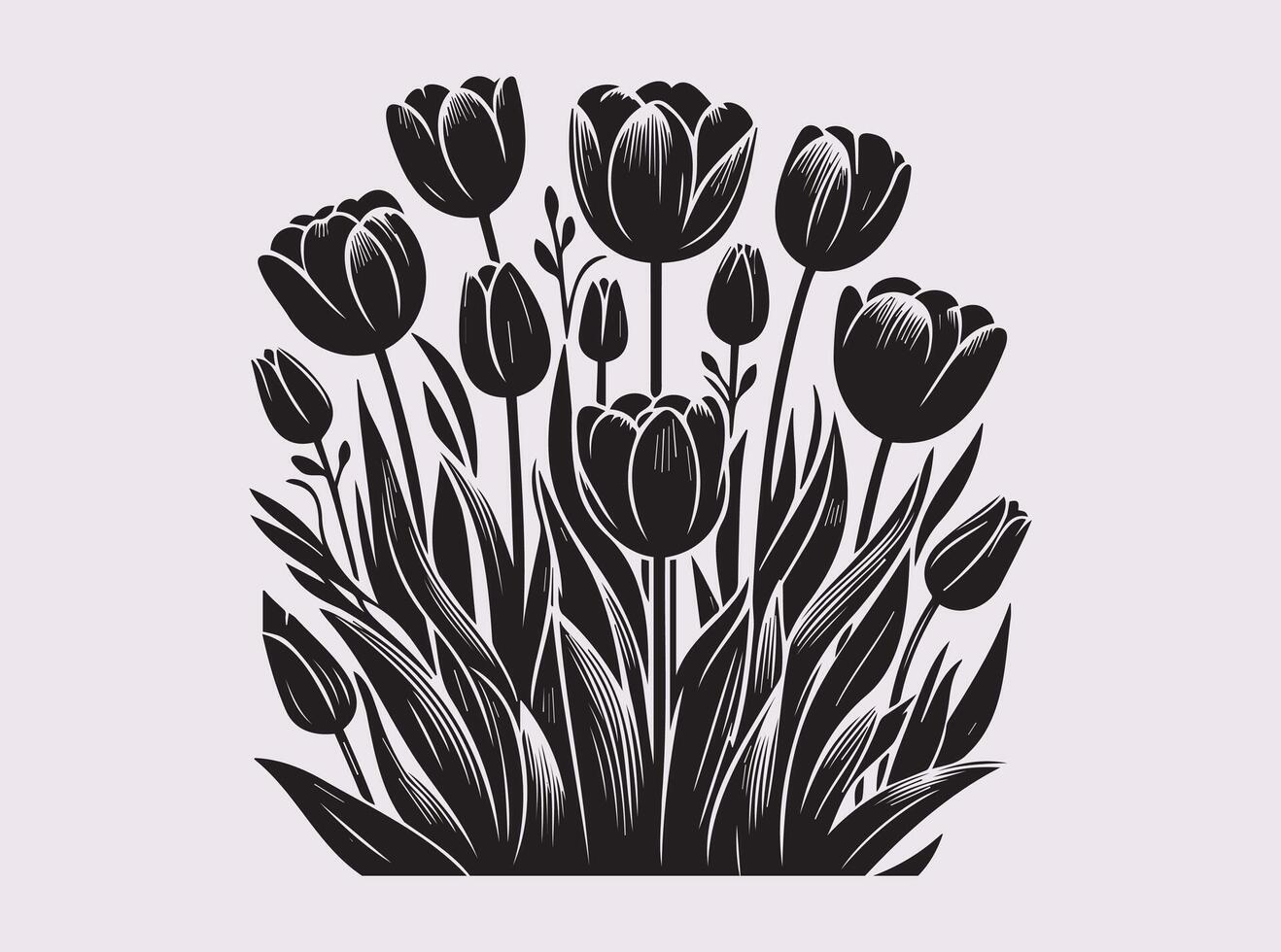 Graceful Tulip Flower Silhouette in Black for Designers vector