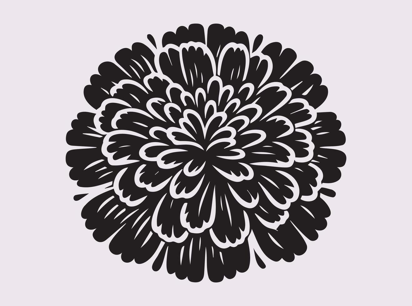 Black Marigold Flower Silhouette Showcasing a Timeless Floral Shape for Artistic Creations vector