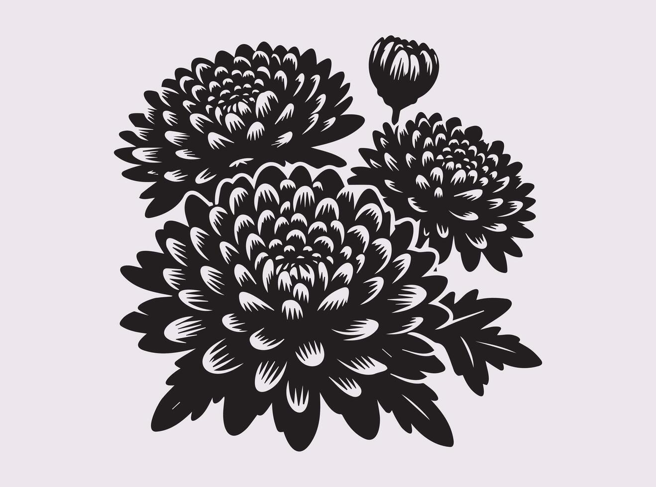 Unique and Aesthetic Chrysanthemums Silhouette for DIY Projects vector