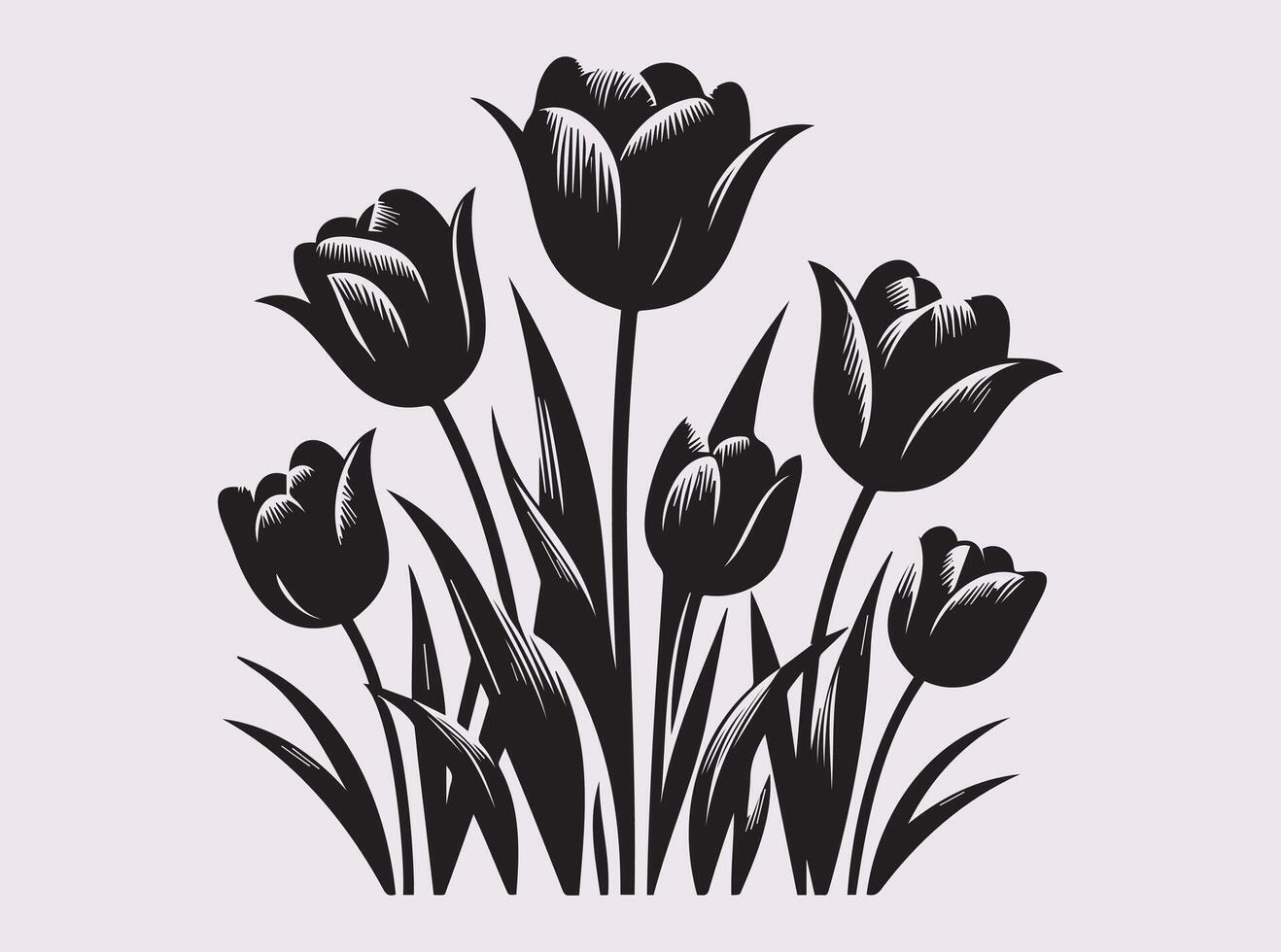 Decorative Black Tulip Flower Silhouette for Design Projects vector