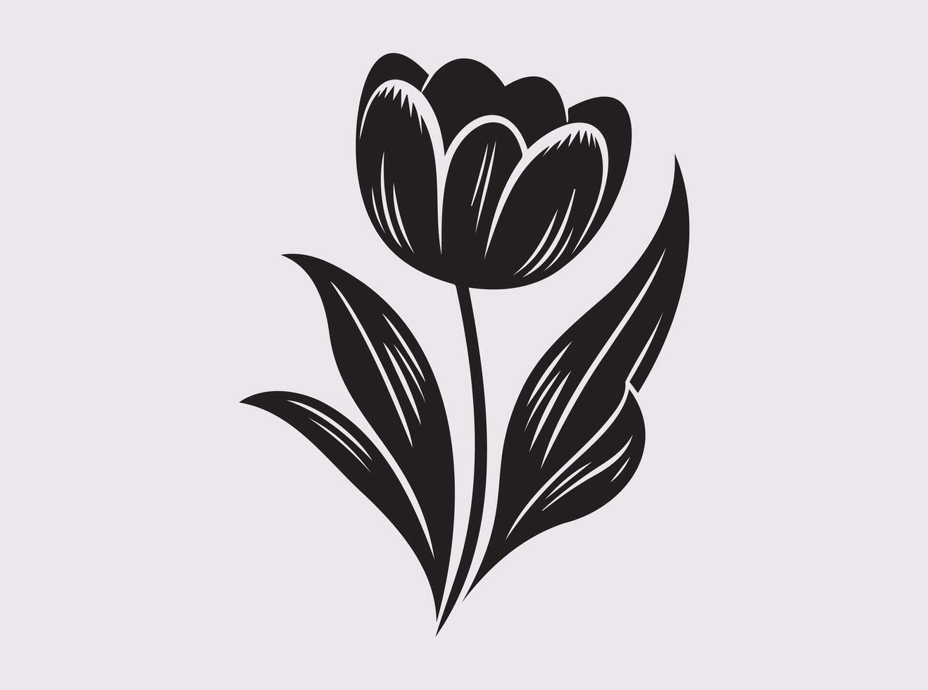 Handcrafted Style Black Tulip Silhouette for Unique Designs vector