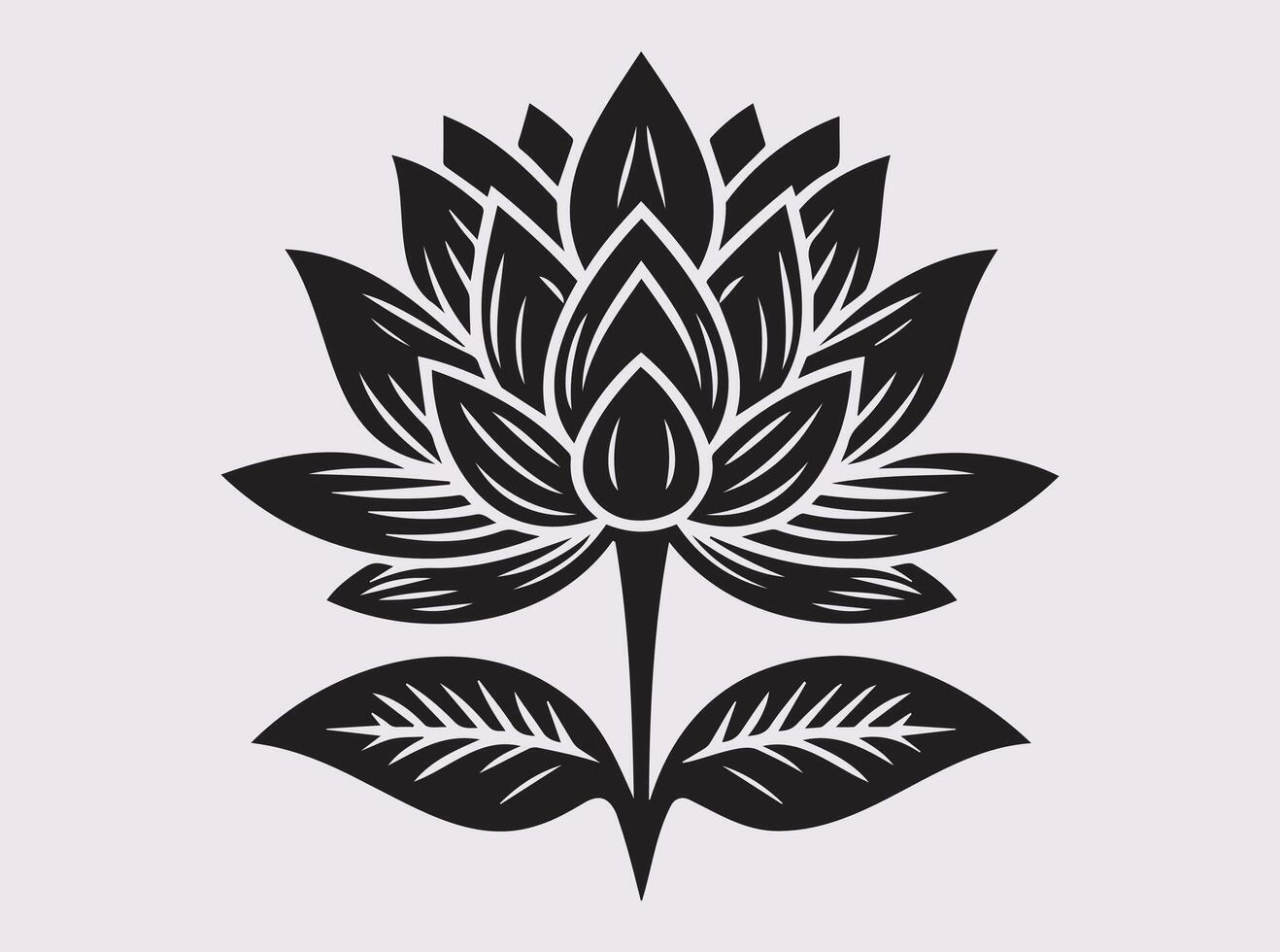 Simple Black Lotus Silhouette for Floral and Botanical Illustrations vector