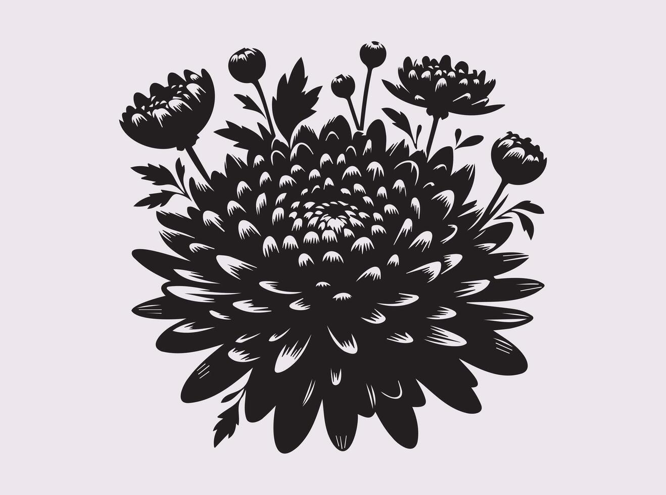 Minimalist Chrysanthemums Silhouette for Elegant and Timeless Artwork vector