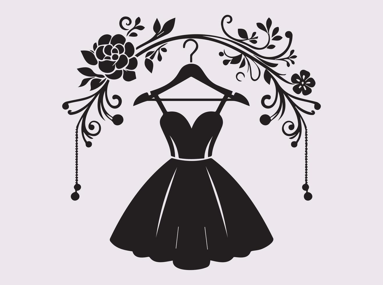 Classic Dress on Hanger Silhouette for Fashion and Boutique Design Ideas vector