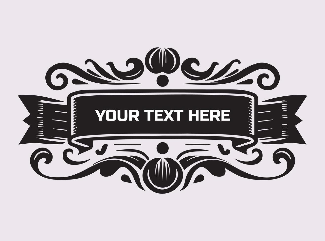 Classic Ornate Vintage Banner Black Silhouette with Intricate Elegant Style vector