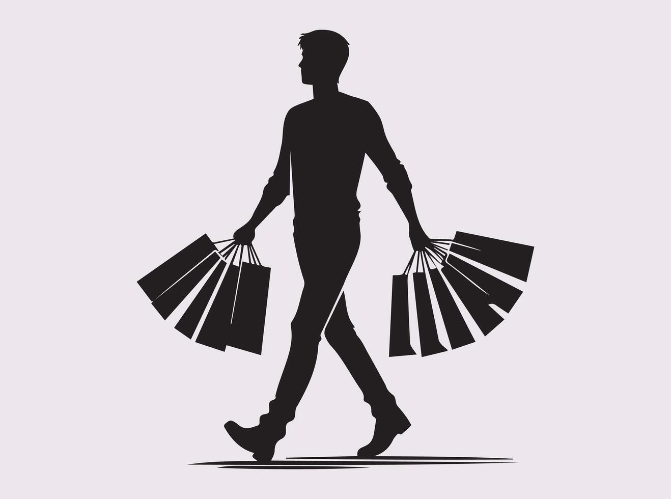 Minimalist Silhouette of a Shopper Carrying Bags for Advertising Use vector