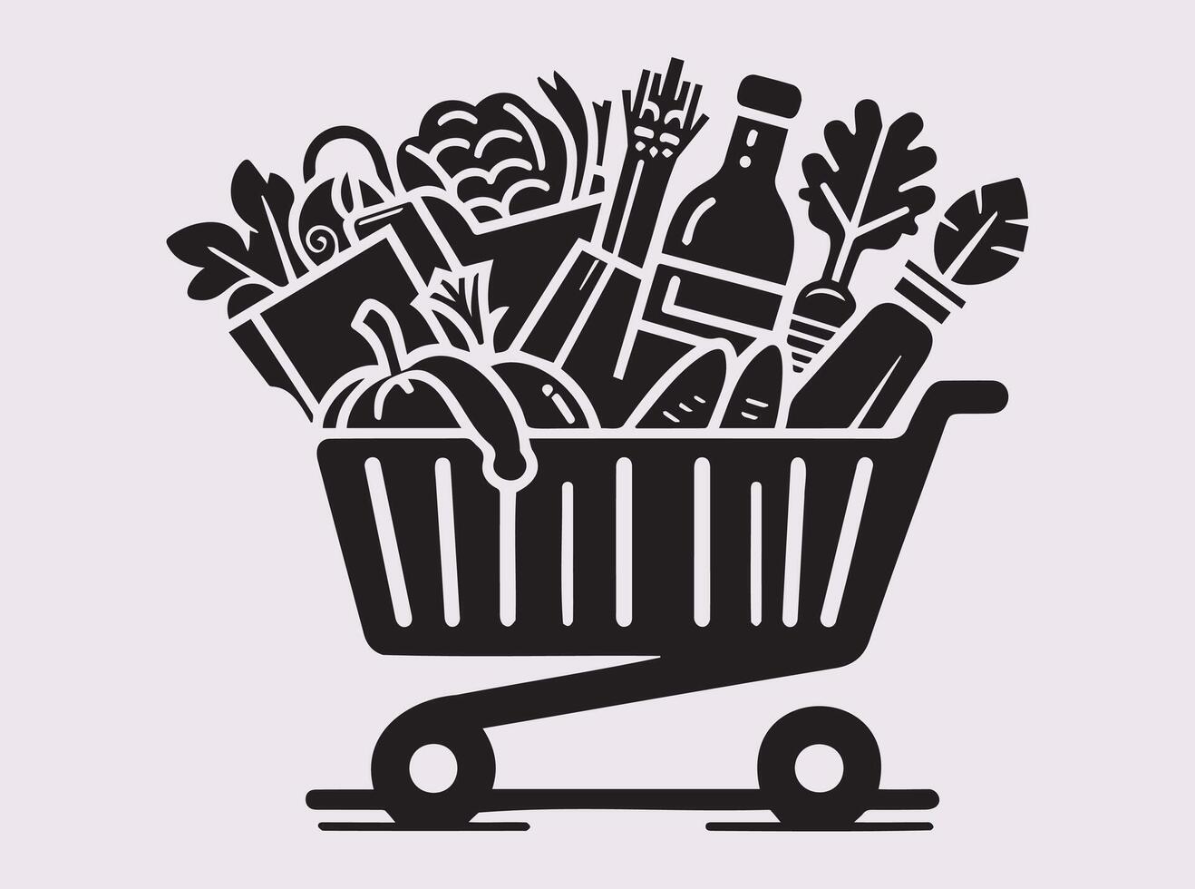 High-Resolution Black Shopping Cart Silhouette for Ecommerce and Market Themes vector