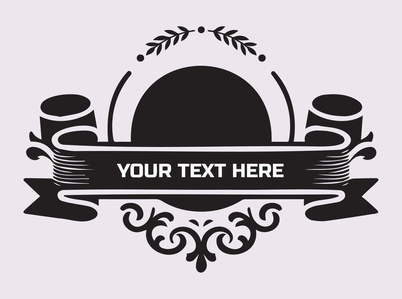 Ornate Vintage Banner Black Silhouette Design with Fine Artistic Features vector