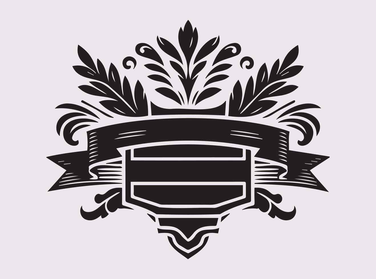 Black Silhouette of Ornate Vintage Banner with Royal Decorative Elements vector