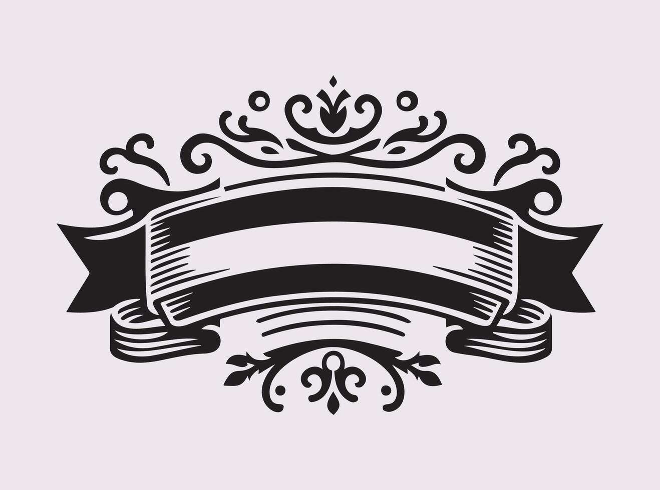 Elegant Black Silhouette of Ornate Vintage Banner with Intricate Decorative Design vector