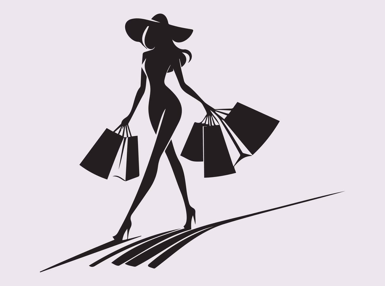 Urban Shopper Holding Bags Silhouette for Lifestyle and Modern Shopping Concepts vector