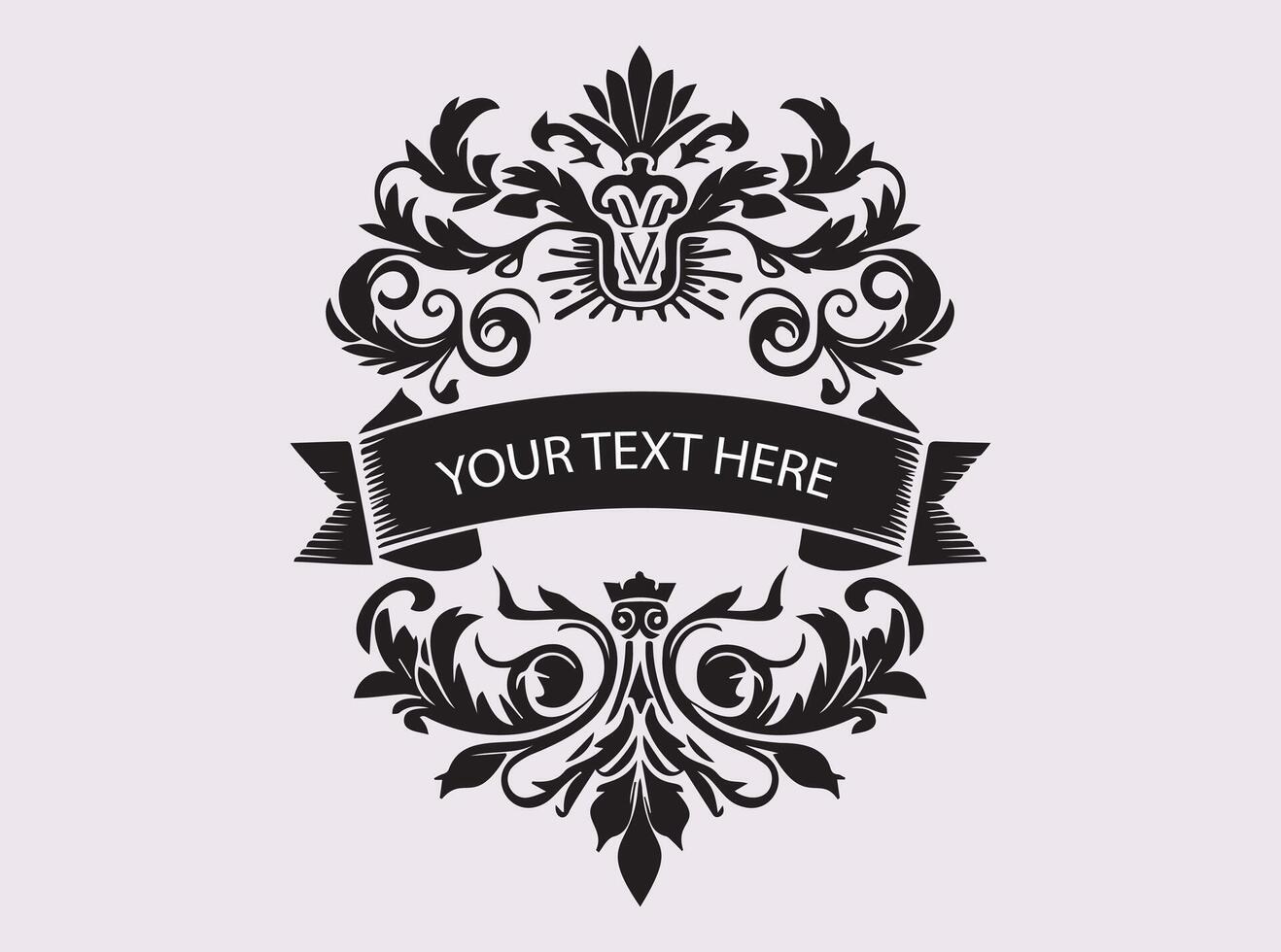 Ornate Vintage Banner Silhouette in Black Featuring Stylish Artistic Flourishes vector