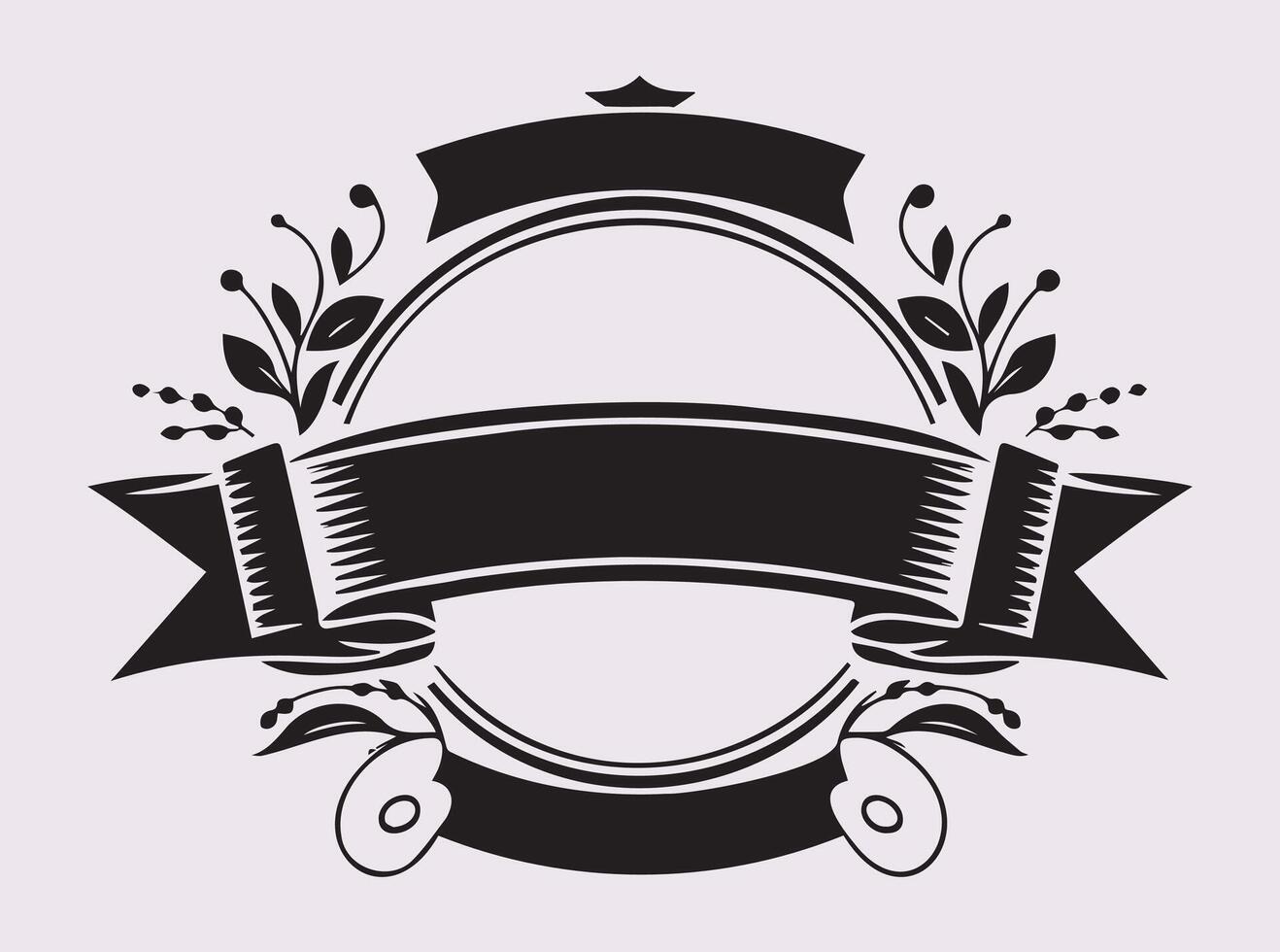 Ornate Black Silhouette of Vintage Banner with Classic Artful Design Elements For T-shirt vector