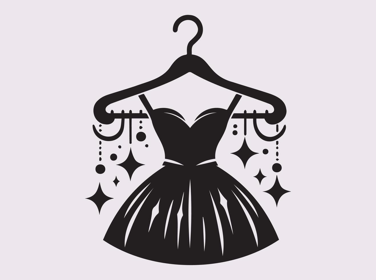 Modern Clothing Hanger with Dress Silhouette for Wardrobe and Apparel Concepts vector