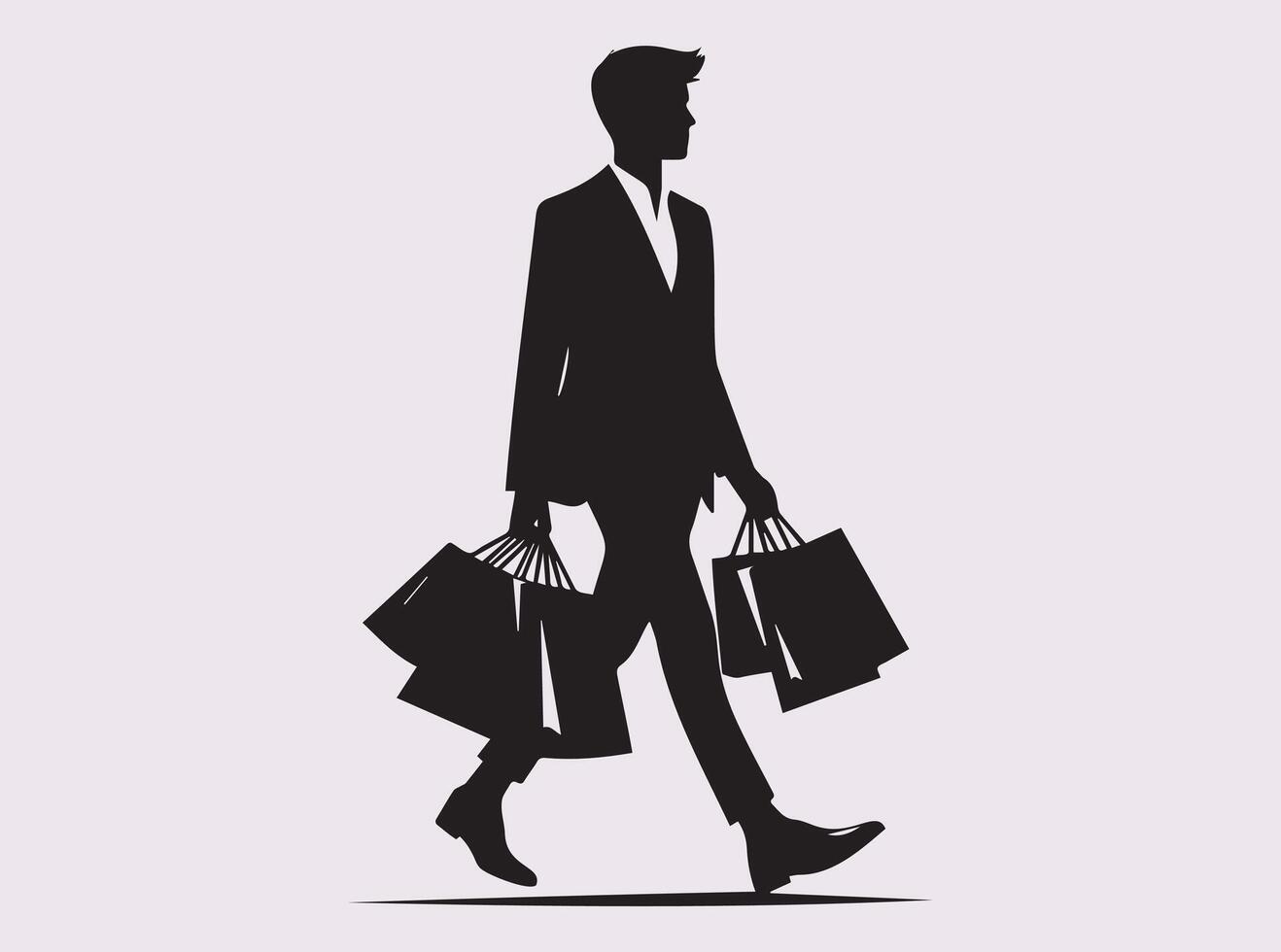 Walking Shopper Carrying Bags Silhouette for Mall and Shopping Promotions vector