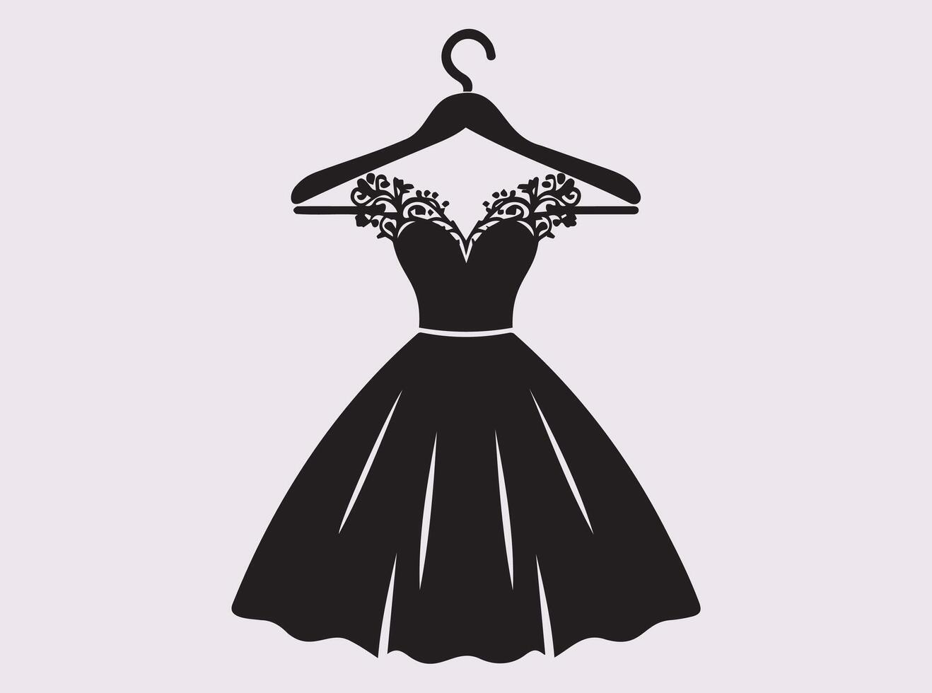 Simple Dress on Hanger Silhouette for Wardrobe and Closet Organization Ideas vector