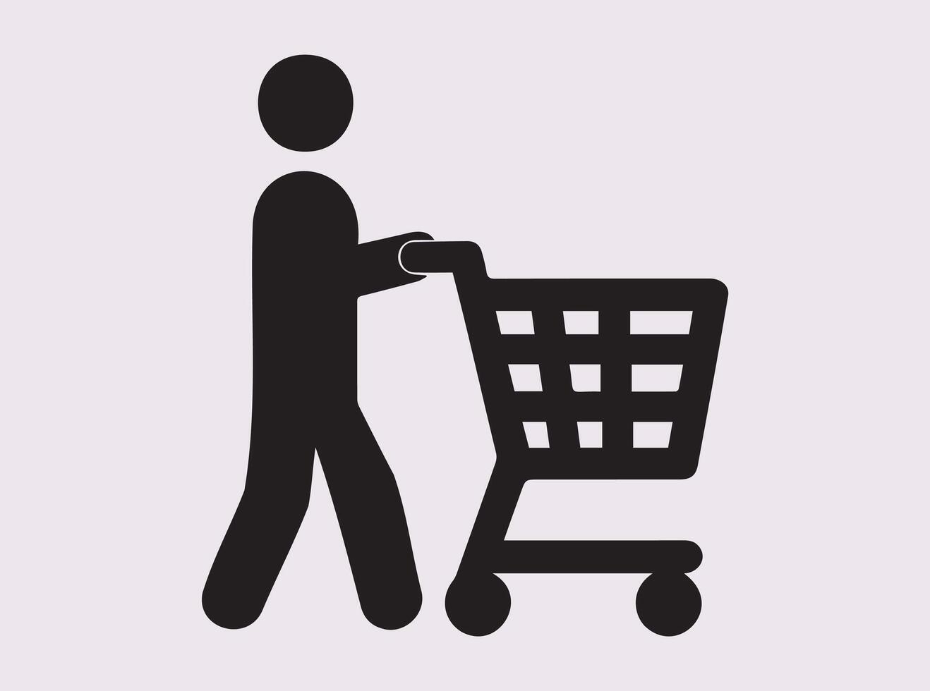 Shopping Cart Silhouette with people Icon for Supermarket, Retail, and Ecommerce Use vector