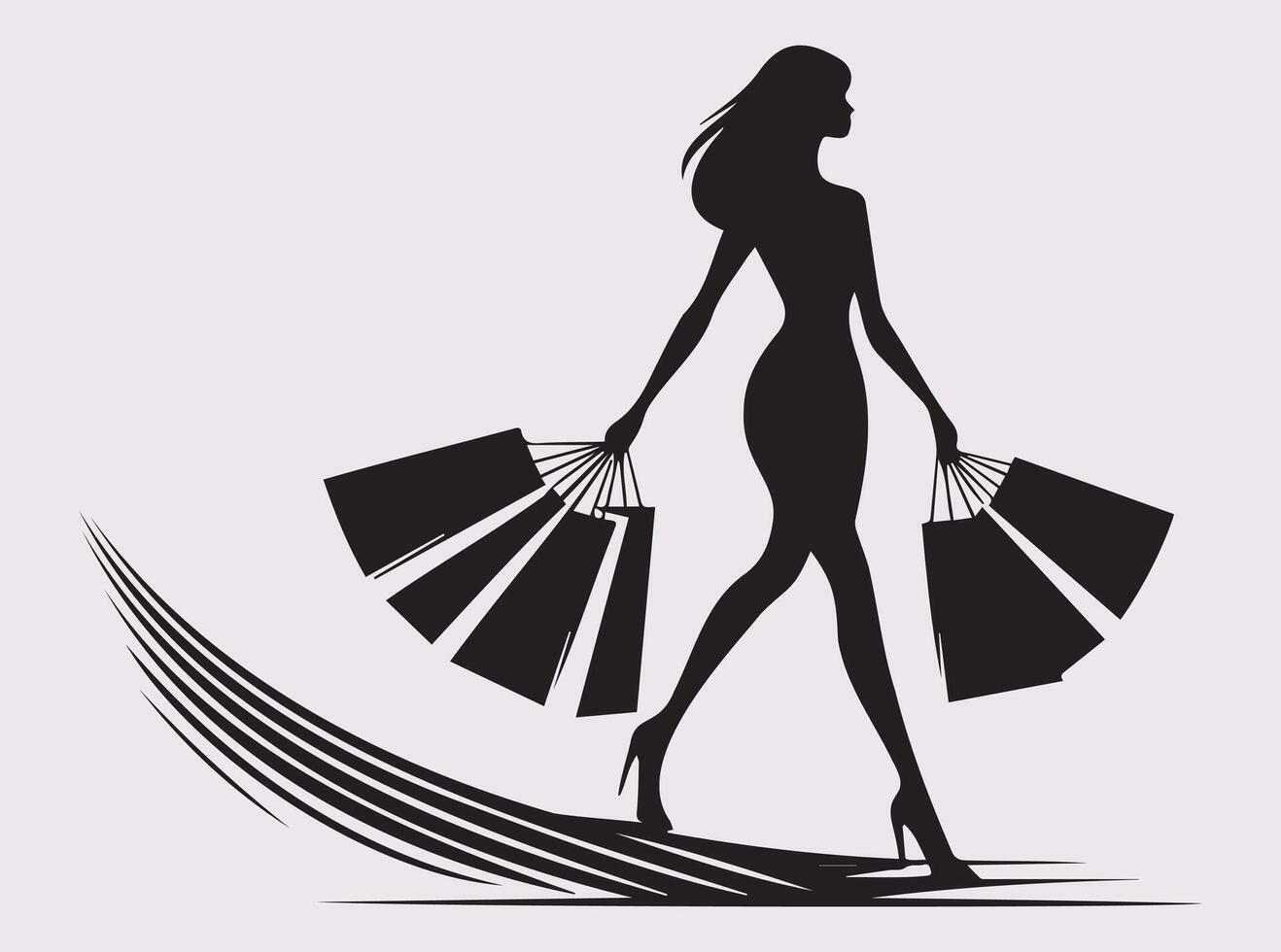 Professional Shopper Carrying Bags Silhouette for Business and Promotions vector